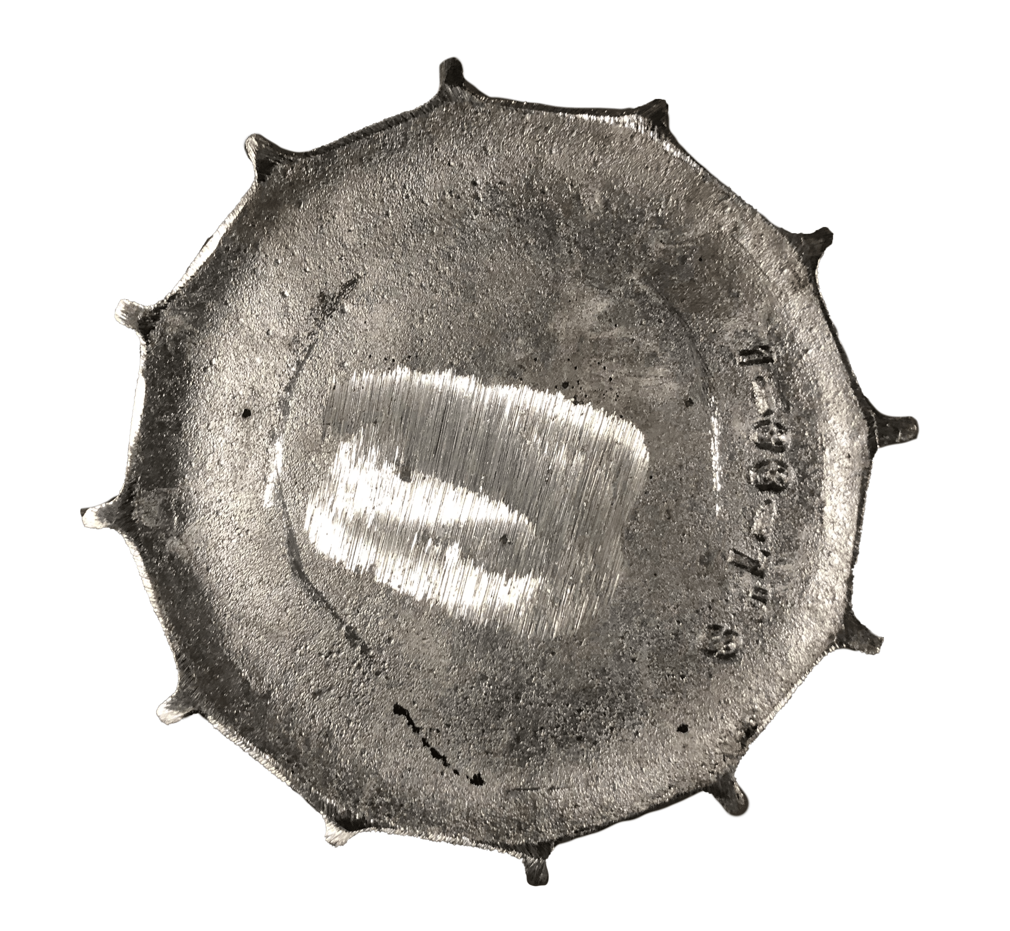 Bottom view of the 10-1/2 inch OD Fan from Jenkins Electric on white background